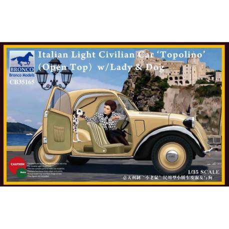 ITALIAN LIGHT CIVILIAN CAR OPEN TOP WIHT LADY AND DOG 