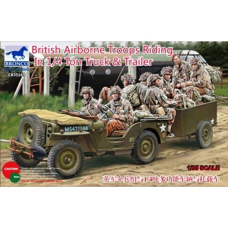 British Airborne Troops Riding in 1/4 ton Truck and Trailer 