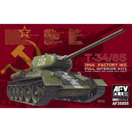 T34/ 85 MODEL 1944,FACTORY No.183 (CLEAR TURRET AND UPPER HULL,FULL INTERIOR KIT)