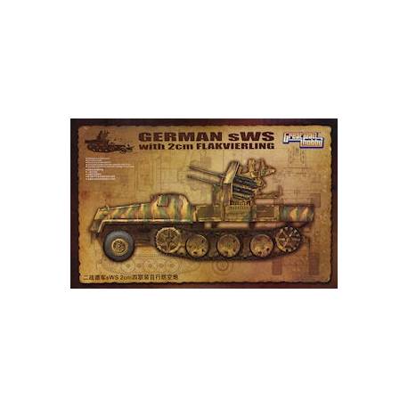 SEMI CHENILLE LOURD ALLEMAND sWS avec CANON ANTI AERIEN 2cm FLAKVIERLING 1944/1945 