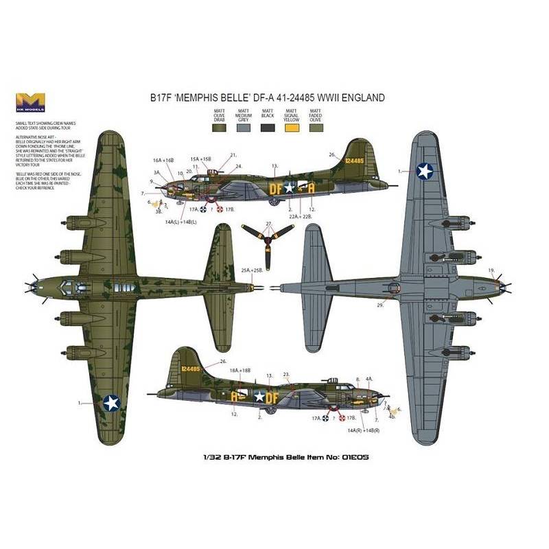 B-17E/F Flying Fortress HK MODELS 01E05 1/32ème Maquette Char Promo