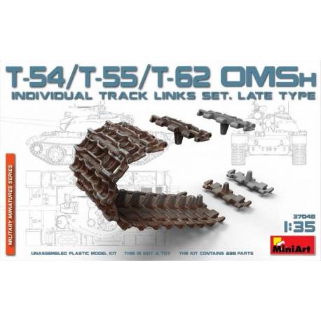 TMaquette chenille T-54,T-55,T-62 OMSh INDIVIDUAL TRACK LINKS SET. LATE TYPE|MINIART|37048|1:35