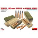 SOVIET 100-mm SHELLS w/AMMO BOXES