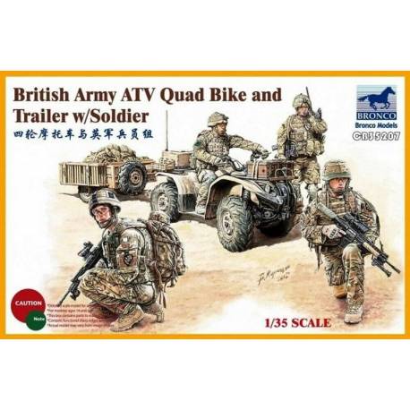 British Army ATV Quad Bike and Trailer w/Soldier