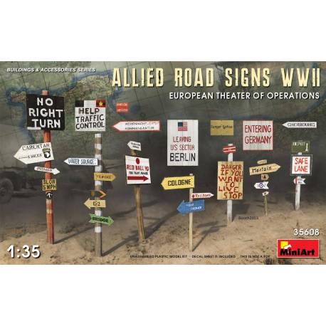 ALLIED ROAD SIGNS WWII. EUROPEAN THEATRE OF OPERATIONS