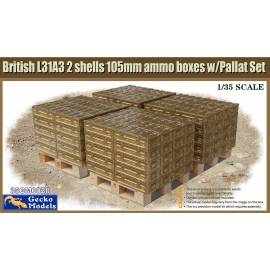 British L31A3 2 shells 105mm ammo boxes w/Pallet Set