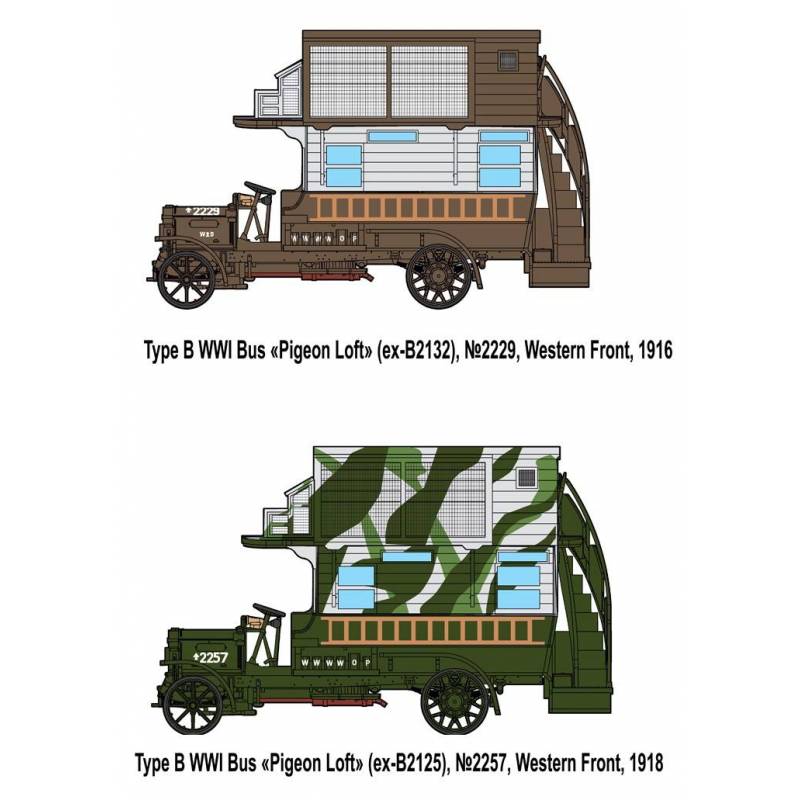 WWI B-Type Bus Pigeon Loft RODEN 737 1/72ème Maquette Char Promo