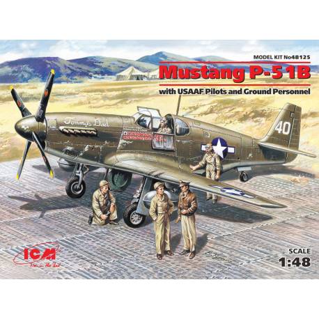 Mustang P-51B with USAAF Pilots and Ground Personnel