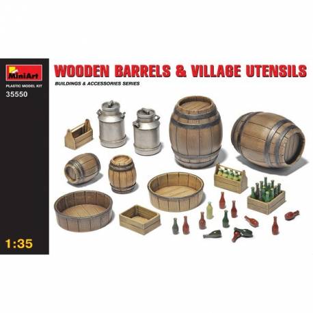 Maquette figurine WOODEN BARRELS & VILLAGE UTENSILS|MINIART|35550|1:35