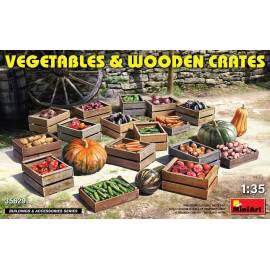 Maquette Diorama LÉGUMES & CAISSES EN BOIS |VEGETABLES & WOODEN CRATES|1:35|MiniArt|35629