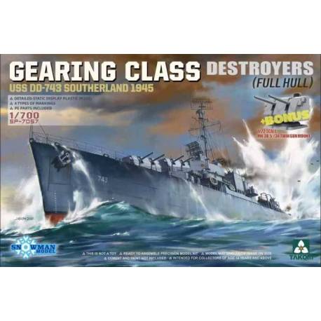 Maquette bateau GEARING CLASS DESTROYER USS DD-743 SOUTHERLAND 1945 (FULL HULL)|TAKOM|SP-7057|1:700