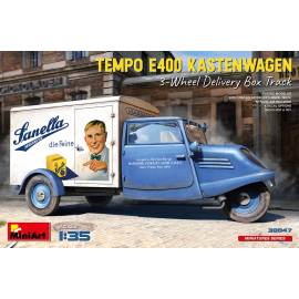 Maquette voiture TEMPO E400 KASTENWAGEN 3-WHEEL DELIVERY BOX TRACK|Miniart|38047|1:35