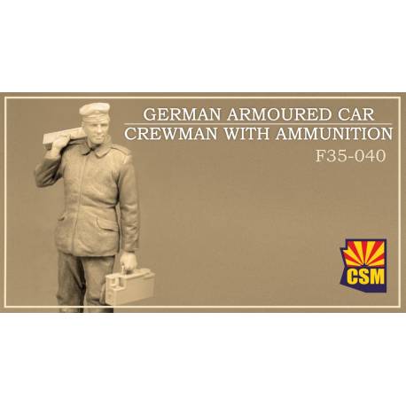 German armoured car crewman with ammunition