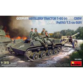 GERMAN ARTILLERY TRACTOR T-60(r) & CREW Towing PaK40 GUN