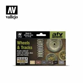 SET DE PEINTURE ROUES ET CHENILLES MODEL AIR VALLEJO| 6X17ml|71213