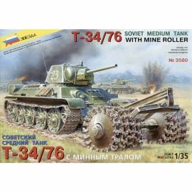 Maquette T-34/76 Soviet Tank avec rouleau démineur|ZVEZDA|3580|1:35