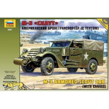 Maquette blindé US Army M-3 Armored Scout Car avec Canvas|ZVEZDA|3581|1:35