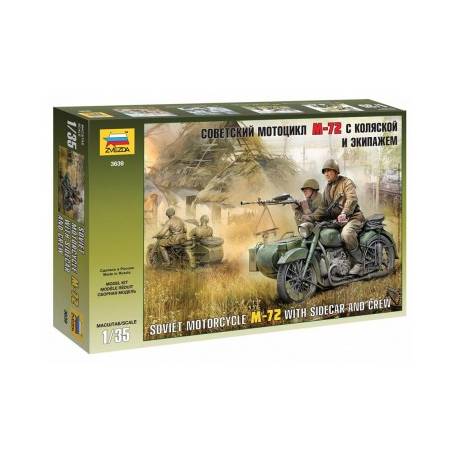 Maquette Moto soviétique Motorcycle M-72 with Sidecar and Crew|ZVEZDA|3639 1:35