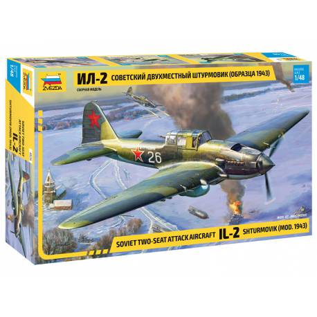 Maquette avion Soviet two-seat attack aircraft IL-2 shturmovik (mod.1943)|ZVEZDA|4826|1:48