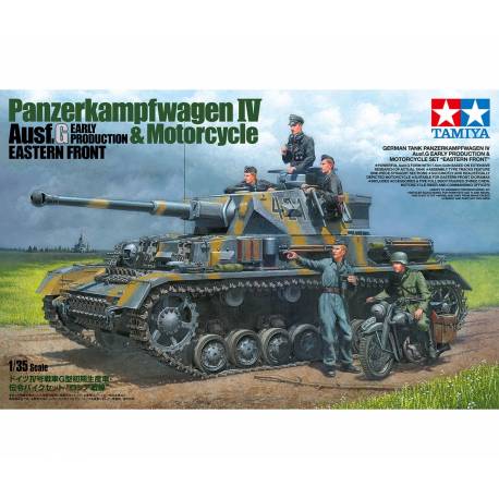 Maquette char Panzerkampfwagen IV Ausf G. Early Production & Motorcycle Eastern Front