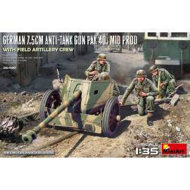 GERMAN 7.5CM ANTI-TANK GUN PAK 40. MID PROD. WITH FIELD ARTILLERY CREW