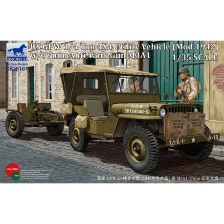 US GPW 1/4 ton 4x4 UTILITY VEHICLE MOD.1942 WITH 37MM M3A1 ANTI TANK GUN 